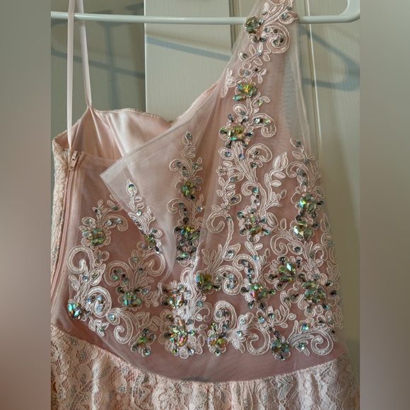 NWOT Sequin Hearts Juniors Women’s Size 3 Pink Silver Dress Mesh Rhinestone Back - Picture 5 of 11